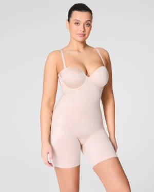 Strapless Cupped Mid-Thigh Bodysuit in champagne - Image 5