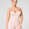 Strapless Cupped Mid-Thigh Bodysuit in champagne