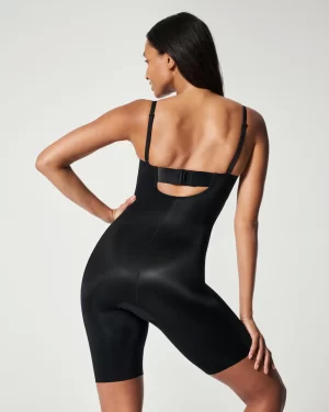 Strapless Cupped Mid-Thigh Bodysuit in black - Image 4