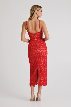 MARTINE LACE MIDI DRESS IN POPPY - Image 4