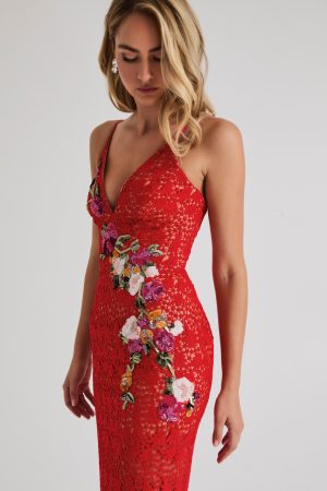 MARTINE LACE MIDI DRESS IN POPPY - Image 3