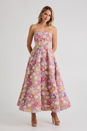 VIVIAN STRAPLESS FLORAL GOWN