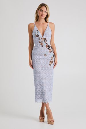 MARTINE LACE MIDI DRESS IN SKY