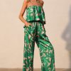 Paloma Satin Strapless Jumpsuit in green