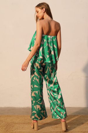 Paloma Satin Strapless Jumpsuit in green - coming soon - Image 2