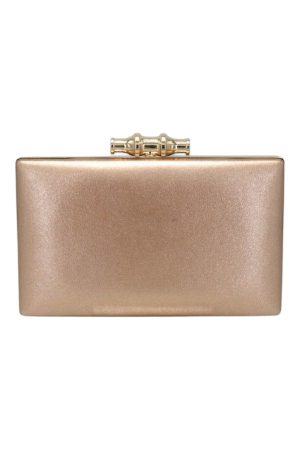 housey frame clutch in rose gold