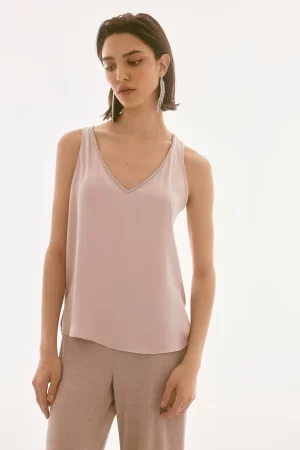 Noreen Rhinestone Top in Sand