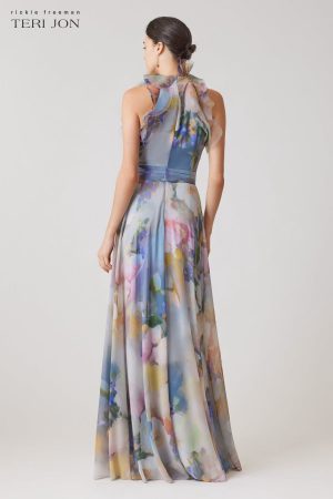 Sutherns Watercolor Organza Halter Gown - Image 2