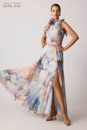 Sutherns Watercolor Organza Halter Gown - Image 3