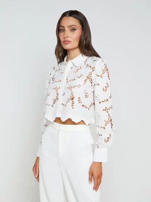 Seychelle Cropped Lace Blouse in white - coming soon - Image 5