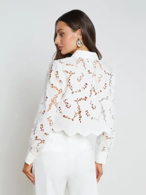 Seychelle Cropped Lace Blouse in white - coming soon - Image 4
