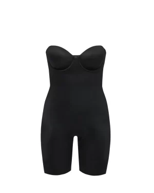 Strapless Cupped Mid-Thigh Bodysuit in black - Image 2