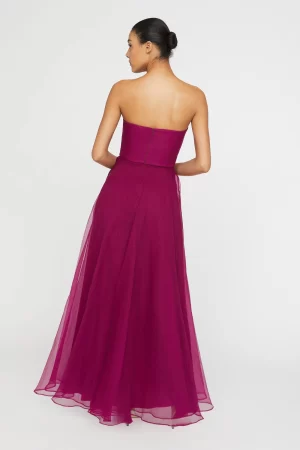 Teresa Strapless Draped Gown in sangria - Image 9