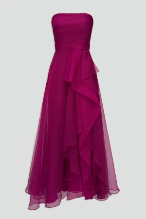 Teresa Strapless Draped Gown in sangria - Image 2
