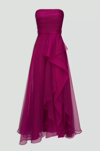Teresa Strapless Draped Gown in sangria - Image 2