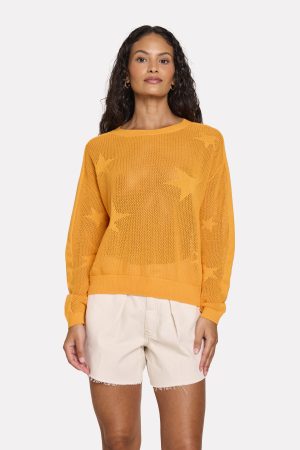 Pointelle Star Crew Sweater