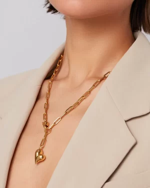 Puffy Heart Necklace in gold - coming soon - Image 2