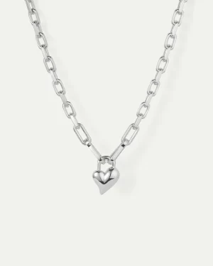 Padlock Heart Pendant Necklace in silver - coming soon - Image 5