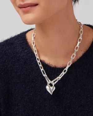Padlock Heart Pendant Necklace in silver - coming soon - Image 3
