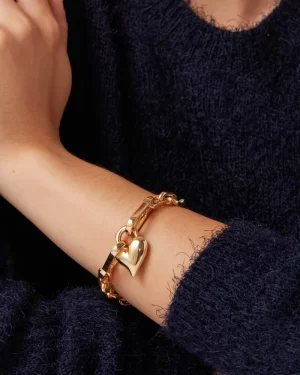 Padlock Heart Chain Bracelet in gold - coming soon - Image 3
