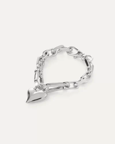 Padlock Heart Chain Bracelet in silver - Image 5