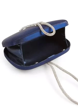dollis Satin Bracelet Clutch in navy - Image 4