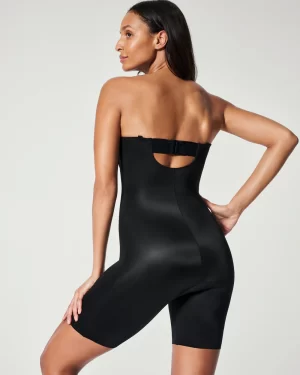 Strapless Cupped Mid-Thigh Bodysuit in black - Image 7
