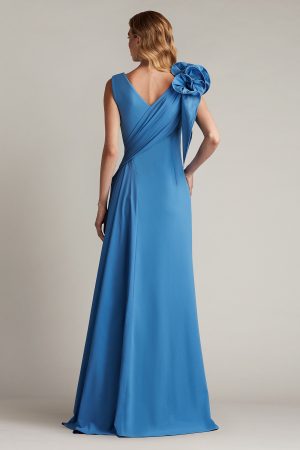 Barlowe Ruffled Shoulder Draped Crepe Gown - Image 4