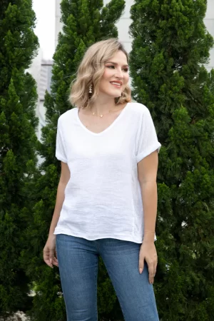 Brynn Linen Top in White