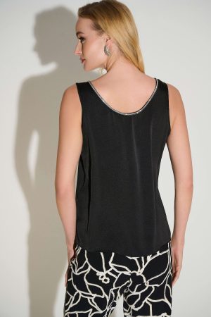 Tate Rhinestone trim top in black - Image 3