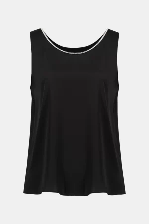 Tate Rhinestone trim top in black - Image 2