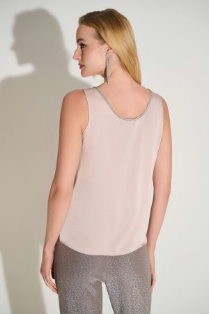 Tate Rhinestone Trim Top in Sand - Image 4