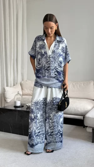 Stella Pant- Indigo Blue Print