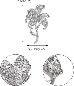 Crystal Flower brooch silver - Image 3
