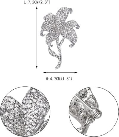 Crystal Flower brooch silver - Image 3