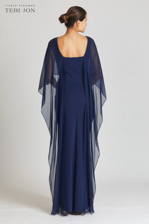 Tori Scuba gown in navy - Image 2