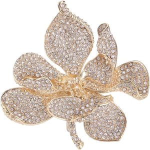 Crystal Flower Brooch gold - Image 4