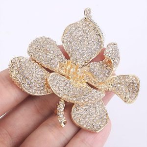 Crystal Flower Brooch gold - Image 3