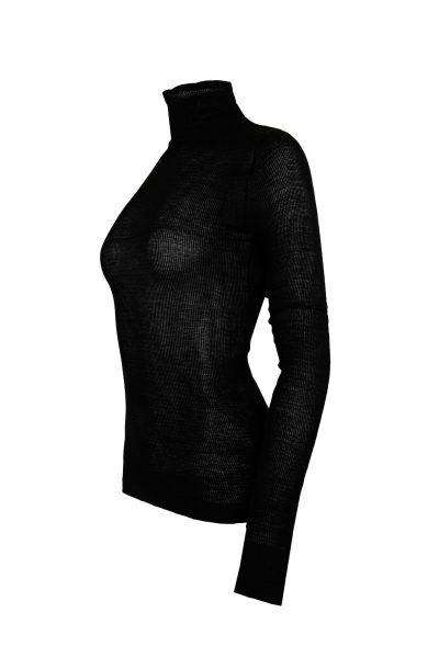 Nomia sheer knit turtleneck in black - Image 2