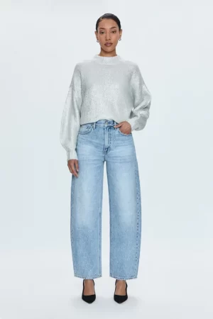 Wes High Rise Barrel Jeans in Glitz - 28