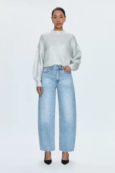 Wes High Rise Barrel Jeans in Glitz - 28