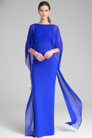 Tori Scuba Gown in Cobalt