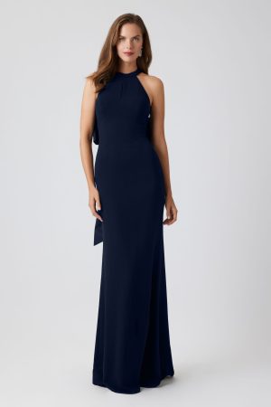 Carmen Bow Gown in Navy
