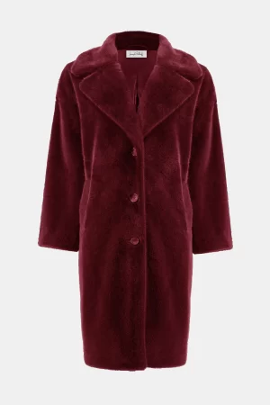 Cassidy Faux Fur Straight Coat in merlot - Image 2