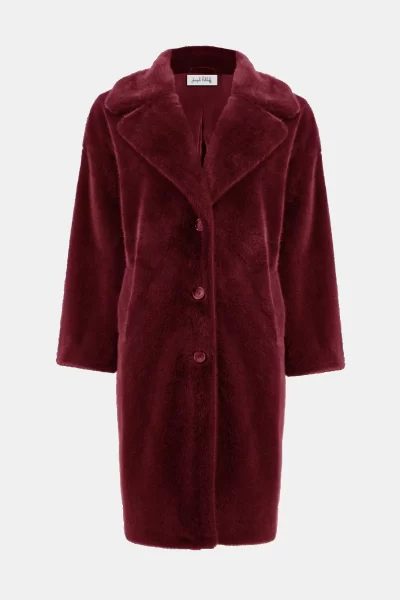 Cassidy Faux Fur Straight Coat in merlot - Image 2