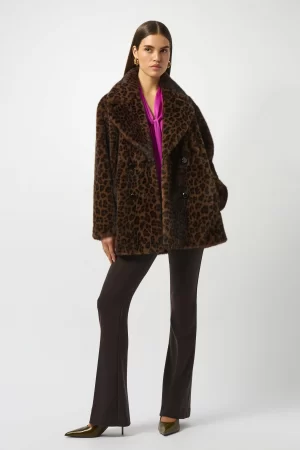 Cantrella Faux Fur Leopard Print Coat - Image 4