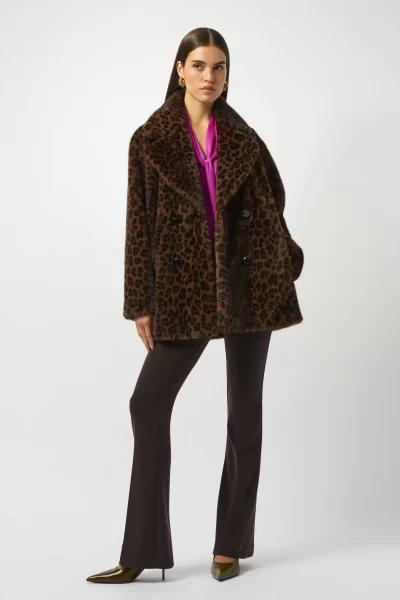 Cantrella Faux Fur Leopard Print Coat - Image 4