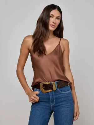 Lexi Satin Camisole in sepia brown