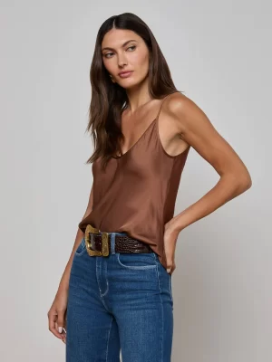 Lexi Satin Camisole in sepia brown - Image 6