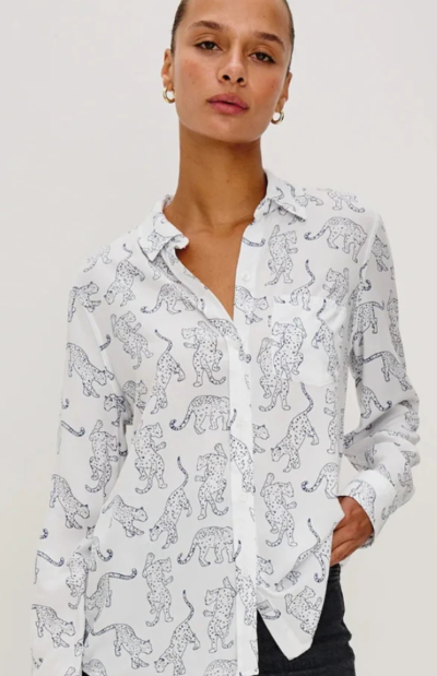 Kathryn Jaguar Button-Front Blouse
